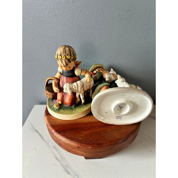 Western Germany Boy & Girl Lambs Figurine Pair Hummel-Style Pastoral Set set 2 - Picture 10 of 10